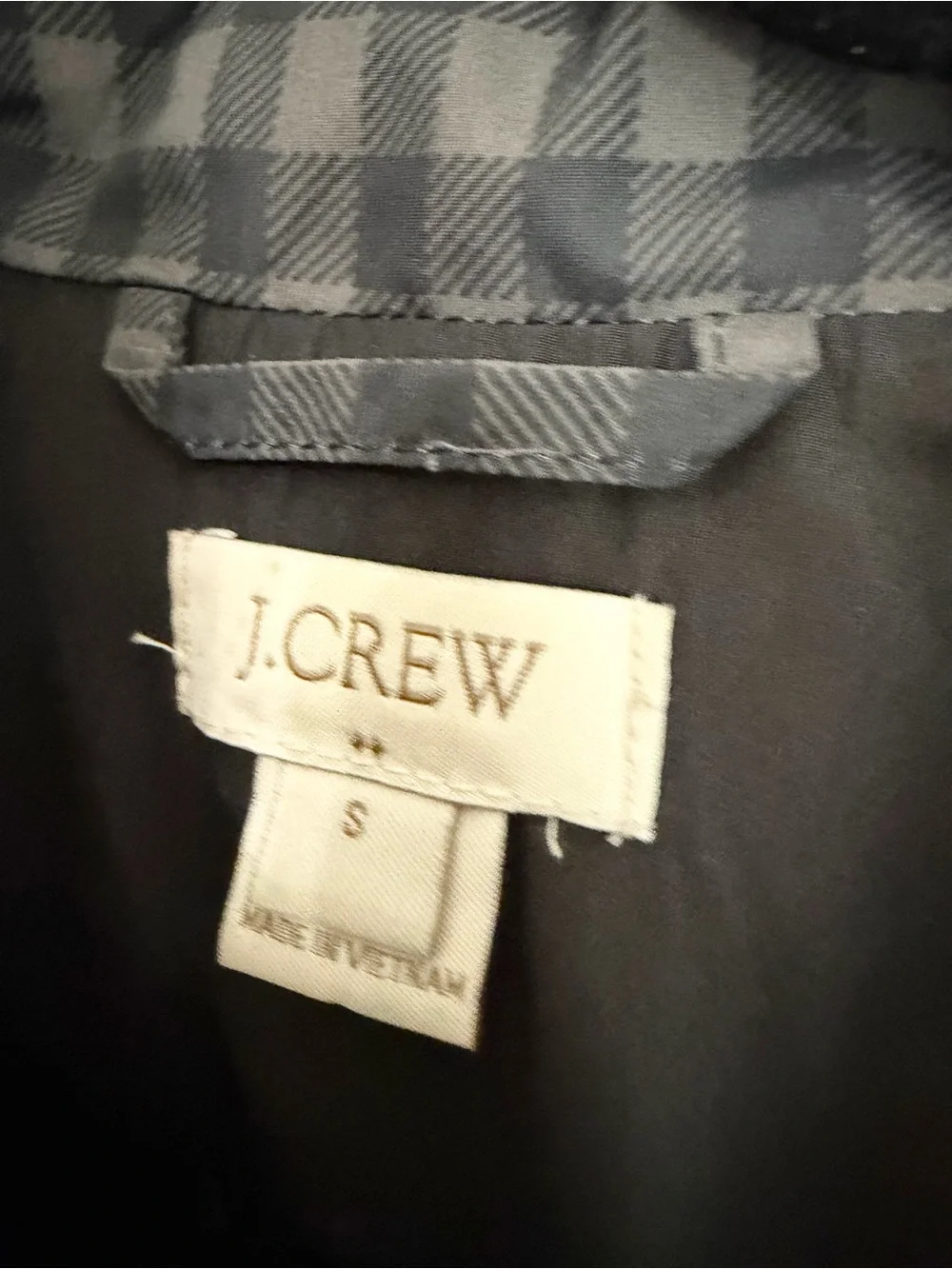 J.Crew Vest Womens small Down Quilted Black Plaid Casual Full Zip